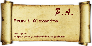 Prunyi Alexandra névjegykártya